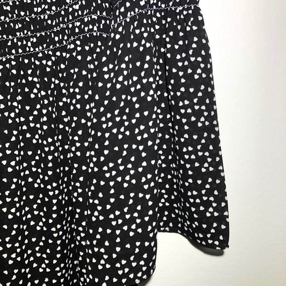 Max Studio Heart Print Black and White Off the Shoulder Bell Sleeve Dress S - Picture 7 of 13